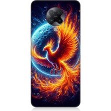 Xiaomi Poco F2 Pro Uyumlu Alevlerin Içinde Dönüşüm Anka Kuşu  Desenli Silikon Kılıf