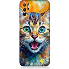 Xiaomi Poco M3 Pro Uyumlu Parlayan Gözlü Neşeli Kedi  Desenli Silikon Kılıf