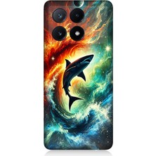 Xiaomi Poco X6 Pro Uyumlu Ateşle Dans Eden Köpekbalığı  Desenli Silikon Kılıf