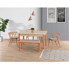 Yuvaset Home Uyar Cappuccino 1 Adet Bohem Bench 4 Adet Londra Sandalye 160+30 Pars Açılır Masa Takımı