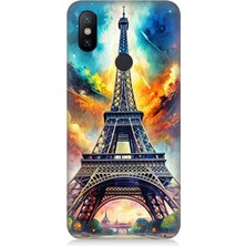 Xiaomi Redmi Note 5 Pro Uyumlu Renk Yağmurunda Eyfel  Desenli Silikon Kılıf