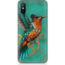 Xiaomi Redmi Note 5 Pro Uyumlu Turkuaz Zeminde Sinek Kuşu  Desenli Silikon Kılıf