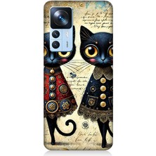 Xiaomi Mi 12T Uyumlu Dantel Elbiseli Kedi Dostluğu  Desenli Silikon Kılıf