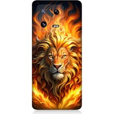 Xiaomi Mi 13 Uyumlu Alevler Içinde Aslan  Desenli Silikon Kılıf
