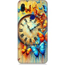 Xiaomi Redmi Note 7 Pro Uyumlu Saat ve Kelebek Zamanı  Desenli Silikon Kılıf