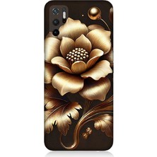 Xiaomi Poco M3 Pro Uyumlu Altın Işıklı Zarif Çiçek  Desenli Silikon Kılıf