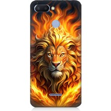 Xiaomi Redmi 6 Uyumlu Alevler Içinde Aslan  Desenli Silikon Kılıf