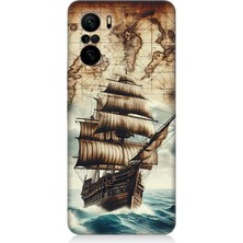 Xiaomi Poco F3 Uyumlu Haritada Yelkenli Macera  Desenli Silikon Kılıf