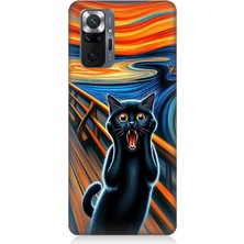 Xiaomi Redmi Note 10 Pro Uyumlu Çığlık Atan Siyah Kedi  Desenli Silikon Kılıf