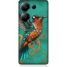 Xiaomi Redmi Note 13 Pro 4g Uyumlu Turkuaz Zeminde Sinek Kuşu  Desenli Silikon Kılıf