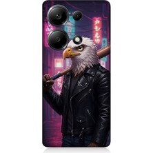 Xiaomi Redmi Note 13 Pro 4g Uyumlu Sokakta Deri Ceketli Kartal  Desenli Silikon Kılıf