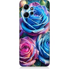 Xiaomi Redmi Note 12 Uyumlu Gökkuşağı Renkli Güller  Desenli Silikon Kılıf