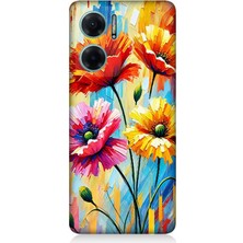 Xiaomi Redmi Note 11E Uyumlu Bahar Esintisinde Renkli Papatyalar  Desenli Silikon Kılıf