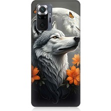 Xiaomi Redmi Note 10 Pro Uyumlu Ay Çiçeğinde Kurt Güzelliği  Desenli Silikon Kılıf