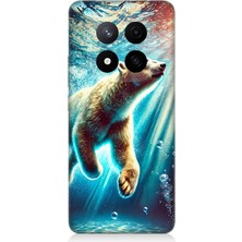 Xiaomi Redmi Note 14 Pro Plus Uyumlu Suda Dans Eden Ayı  Desenli Silikon Kılıf