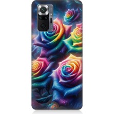 Xiaomi Redmi Note 10 Pro Uyumlu Gökkuşağı Güllerin Patlaması  Desenli Silikon Kılıf