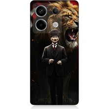 Xiaomi Redmi Note 13 Pro 5g Uyumlu Aslan ve Atatürk Gücü  Desenli Silikon Kılıf