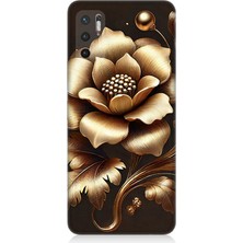 Xiaomi Redmi Note 10 5g Uyumlu Altın Işıklı Zarif Çiçek  Desenli Silikon Kılıf