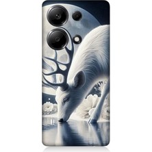 Xiaomi Redmi Note 13 Pro 4g Uyumlu Ay Işığında Beyaz Geyik Yansıması  Desenli Silikon Kılıf