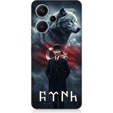 Xiaomi Redmi Note 13 Pro Plus Uyumlu Gölgede Kurt ve Atatürk  Desenli Silikon Kılıf