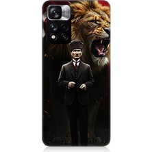 Xiaomi Redmi Note 11 Pro Uyumlu Aslan ve Atatürk Gücü  Desenli Silikon Kılıf