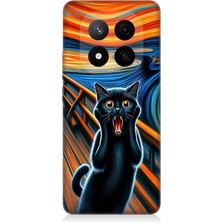 Xiaomi Redmi Note 14 Pro Plus Uyumlu Çığlık Atan Siyah Kedi  Desenli Silikon Kılıf