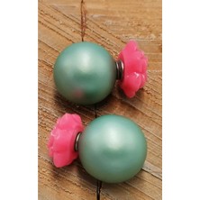 Açık Yeşil Çiçekli Küpe