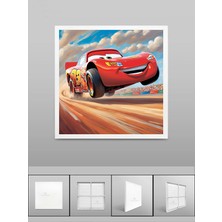 Şimşek Mcqueen Avize, 60X60 Çocuk Odası Avize, 60WATT, Estetik Kare, Yapay Zeka Tasarım Avize, Pist