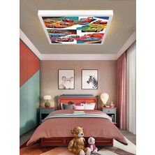 Şimşek Mcqueen Avize, 60X60 Çocuk Odası Avize, 60WATT, Estetik Kare, Yapay Zeka Tasarım Avize, Pist