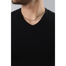 Erkek %100 Pamuk Slim Fit Dar Kesim V Yaka Basic Tişört