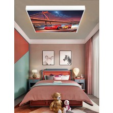 Şimşek Mcqueen Avize, 60X60 Çocuk Odası AVIZE,60WATT, Yapay Zeka Tasarım Avize, Mcqueen Istanbul