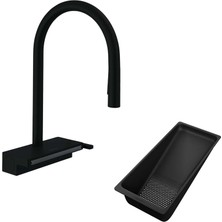 Hansgrohe Aquno Select M81 Spiralli Eviye Bataryası Sbox Satin Siyah