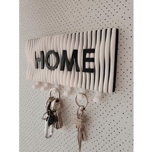 Bayan Rottenmeier Dalgalı Home Yazılı Duvar Askılı Anahtarlık Anahtarlık Askısı (22X10 CM) Duvar Anahtarlığı
