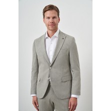  Erkek Yeşil Trend Poliviskon Slim Fit Sivri Yaka Takım Elbise