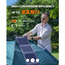 Lumopal 60W Katlanabilir Taşınabilir Su Geçirmez Güneş Paneli - Gri