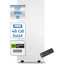 Zetta Minix H210 Intel Core Ultra 5 225 48GB (6400MHZ) Ddr5 512GB SSD 8GB/RTX5050 Windows 11 Pro 750W Kompakt Oyun Render Bilgisayarı ZETMH2105050P09