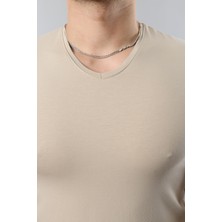 Erkek %100 Pamuk Slim Fit Dar Kesim V Yaka Basic Tişört 5.0 2 Değerlendirme