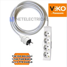 Multi-Let | Dörtlü 12 Metre Topraklı Çocuk Korumalı Grup Priz - 4'lü, 12 M, 3x1.5 Ttr (Tam Bakır) Kablolu