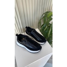 Soho Iç-Dış Hakiki Deri Lastik Bağcıklı Siyah Kadın Sneakers Ayakkabı