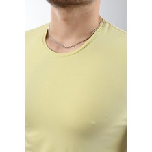 Erkek %100 Pamuk Slim Fit Dar Kesim Bisiklet Yaka Basic Tişört