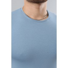Erkek %100 Pamuk Slim Fit Dar Kesim Bisiklet Yaka Basic Tişört