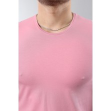 Erkek %100 Pamuk Slim Fit Dar Kesim Bisiklet Yaka Basic Tişört