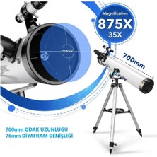Profesyonel Teleskop 76MM Diyafram 700MM Odak 35X-875X Zoom Ay & Güneş Filtresi+Telefon Tutucu+Tripod