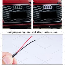 Ceymstech _audı Ön Logo LED Işığı A1-A3-A4-A6-Q2 (275MMX95MM) Mat Siyah Renk Beyaz Işık