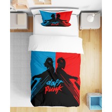 Daft Punk 3D Dijital Baskılı Tek Kişilik Çarşafsız Nevresim Takımı