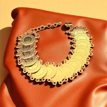 Kadın 22 Ayar Altın Kaplama Sıralı Çeyrekli Bileklik