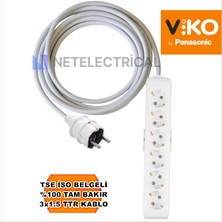 Multi-Let | Altılı 2 Metre Topraklı Çocuk Korumalı Grup Priz - 6'lı, 2 M, 3x1.5 Ttr (Tam Bakır) Kablolu