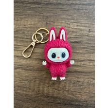 Mini Labubu Anahtarlık Çanta Charm Çanta Süsü Çanta Charmı Figür Fuşya 7.8x4 cm