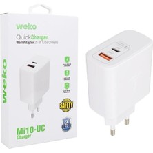 Weko WK-21446 S11-UC 25 Watt 3.0 Amper Type-C + USB Telefon Şarj Başlık Adaptörü