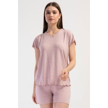 Kadın Vıscon V Yaka Kısa Kol Şortlu Pijama Takım
, 409308